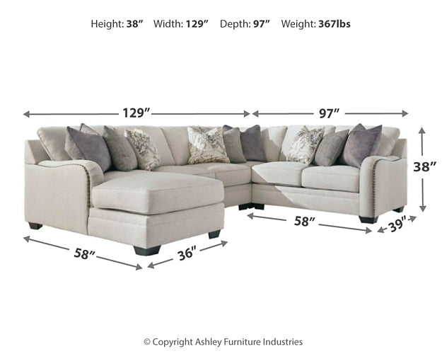 Seccional de 4 piezas con chaise longue Dellara