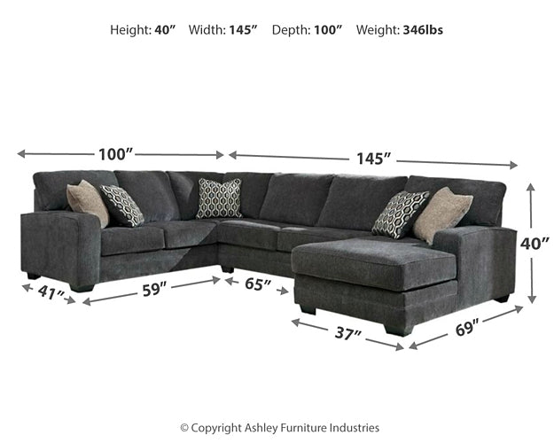 Seccional de 3 piezas Tracling con chaise longue