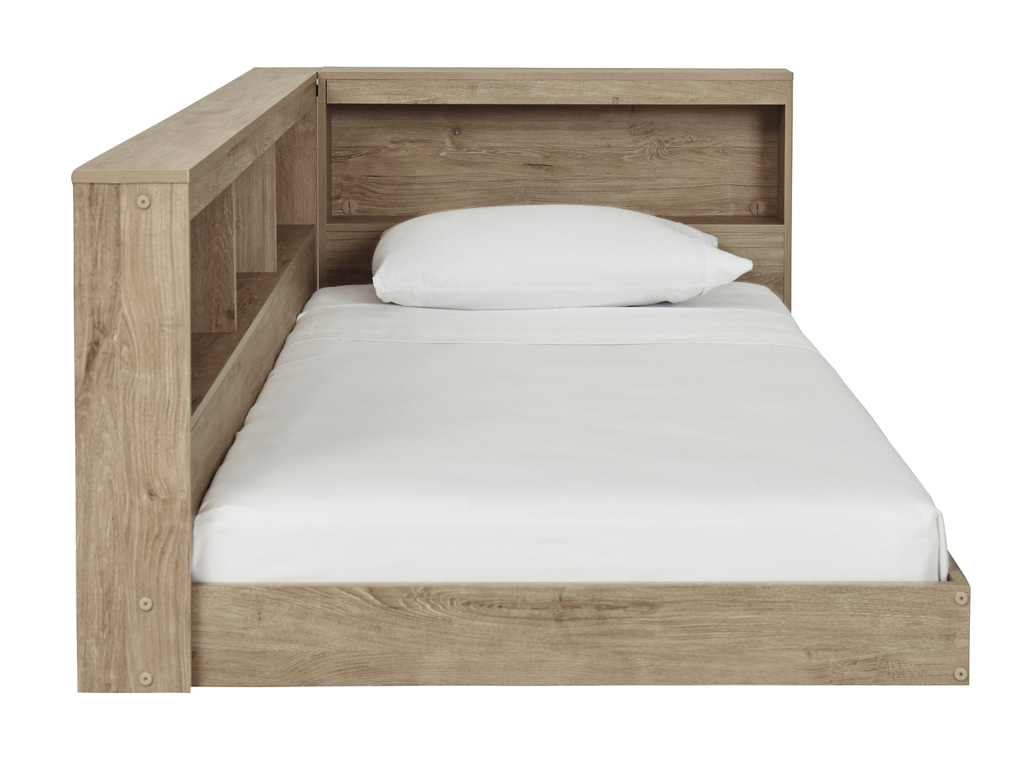 Cama con estantería de almacenamiento Oliah