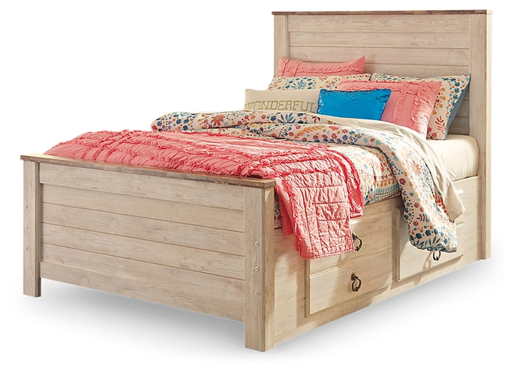 Cama con paneles Willowton y 2 cajones de almacenamiento