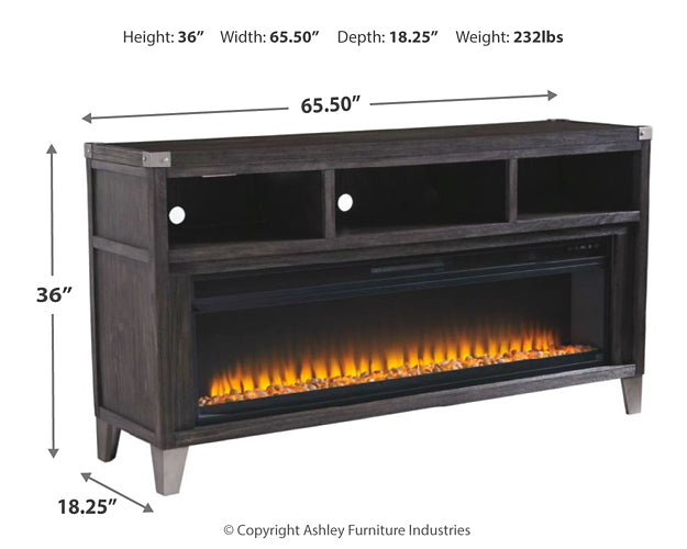 Mueble de TV Todoe de 65" con chimenea eléctrica