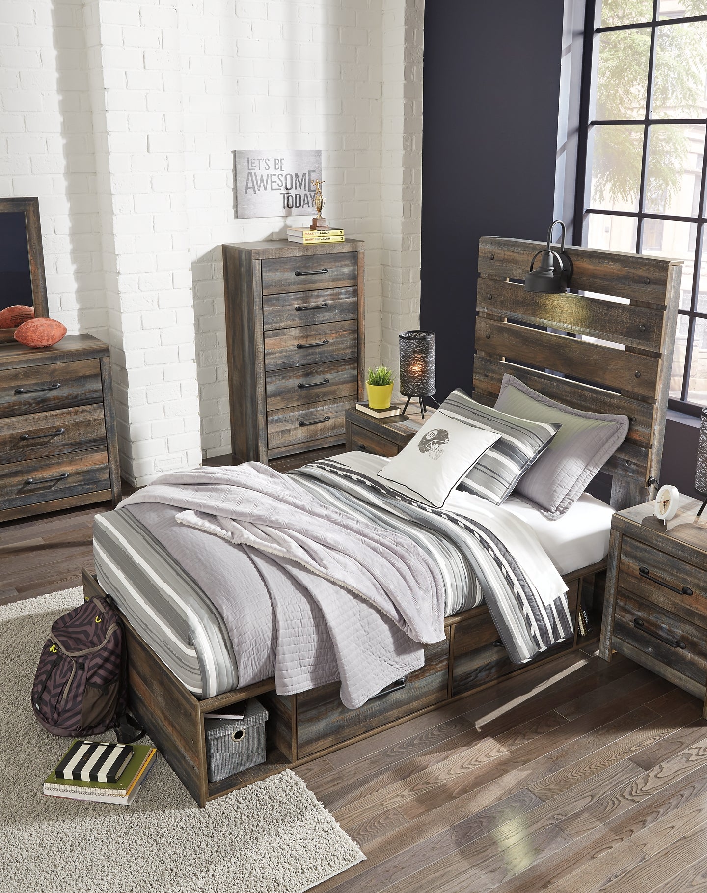 Drystan  Panel Bed With 2 Storage Drawers