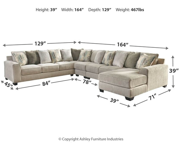 Seccional de 5 piezas con chaise longue Ardsley