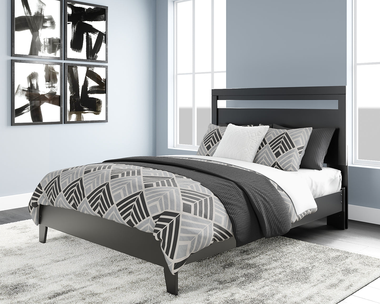 Cama Queen con plataforma y paneles Finch