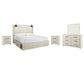 Cama King Cambeck con 4 cajones de almacenamiento, tocador con espejo y 2 mesitas de noche