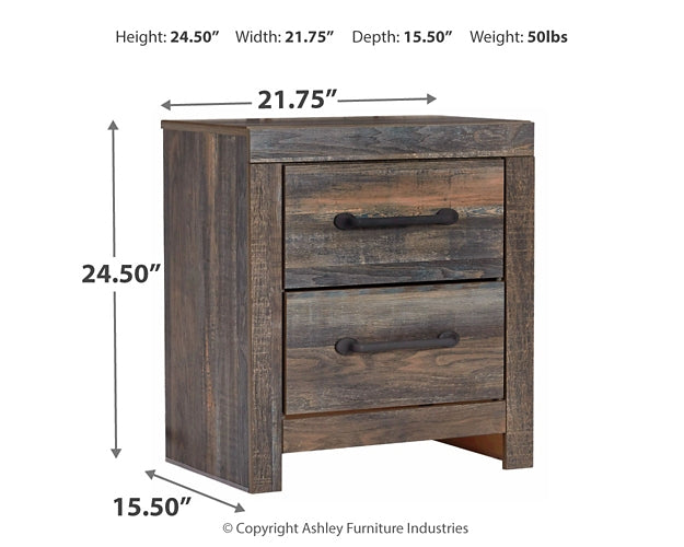 Cama Drystan de dos paneles con 2 cajones de almacenamiento, tocador con espejo, cómoda y mesita de noche