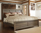 Juararo California King Panel Bed with Mirrored Dresser, Chest and 2 Nightstands