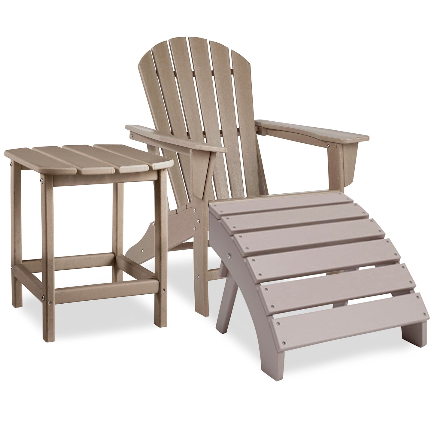 Silla Adirondack para exteriores y otomana con mesa auxiliar Sundown Treasure