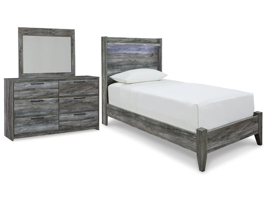 Cama doble con paneles y tocador con espejo Baystorm