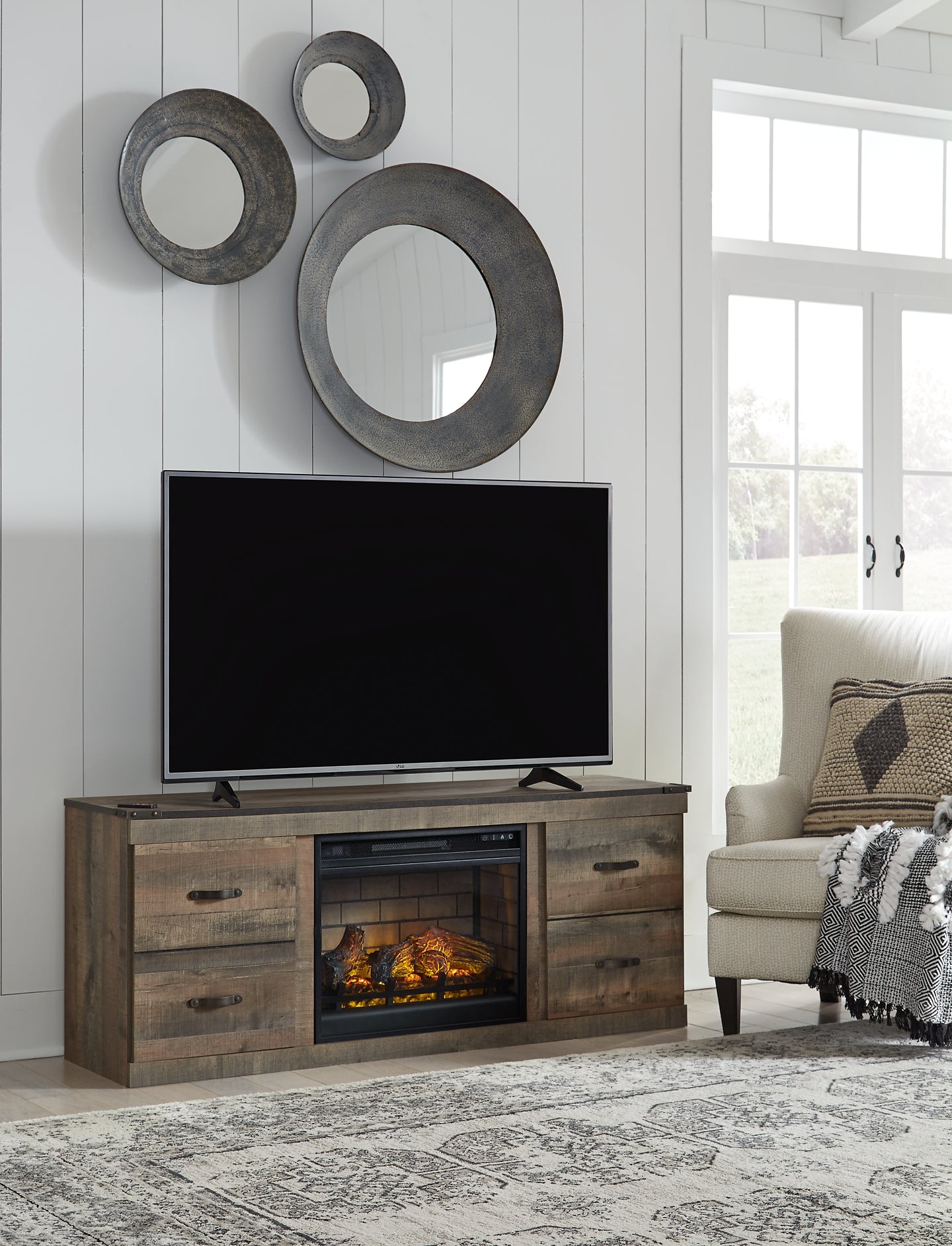 Mueble de TV Trinell con chimenea eléctrica