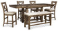 Moriville Counter Height Dining Table and 4 Barstools and Bench