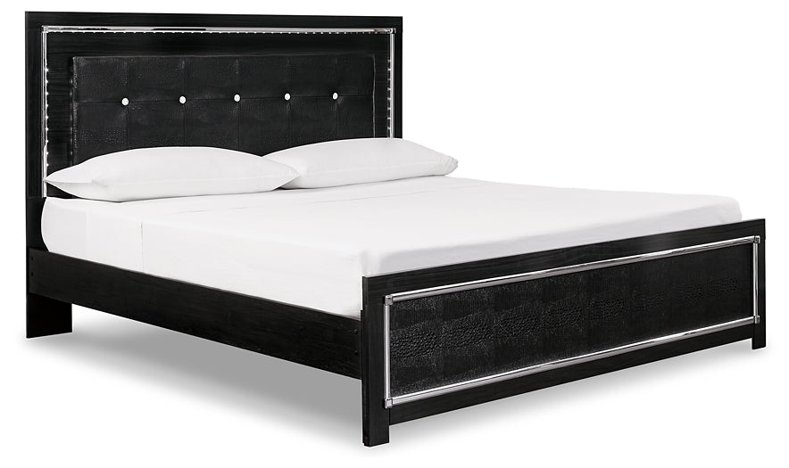 Cama King con paneles tapizados y tocador Kaydell