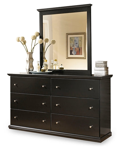 Maribel King/California King Panel Headboard with Mirrored Dresser