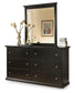 Maribel King/California King Panel Headboard with Mirrored Dresser