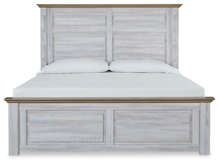 Haven Bay King Panel Bed with Mirrored Dresser and 2 Nightstands