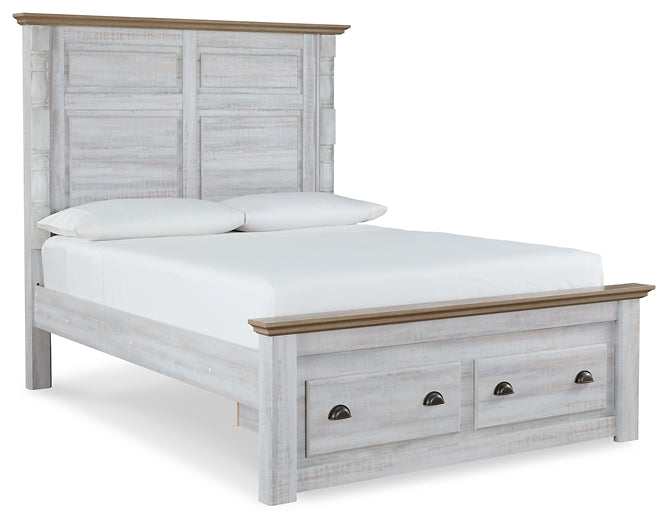 Haven Bay Queen Panel Storage Bed with Mirrored Dresser and 2 Nightstands