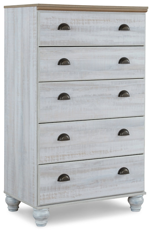 Haven Bay Queen Panel Storage Bed with Dresser, Chest and 2 Nightstands