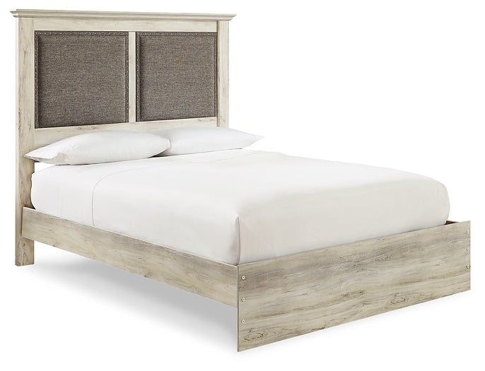 Cambeck Queen Upholstered Panel Bed with Mirrored Dresser, Chest and Nightstand