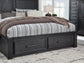 Foyland King Panel Storage Bed with Mirrored Dresser, Chest and 2 Nightstands