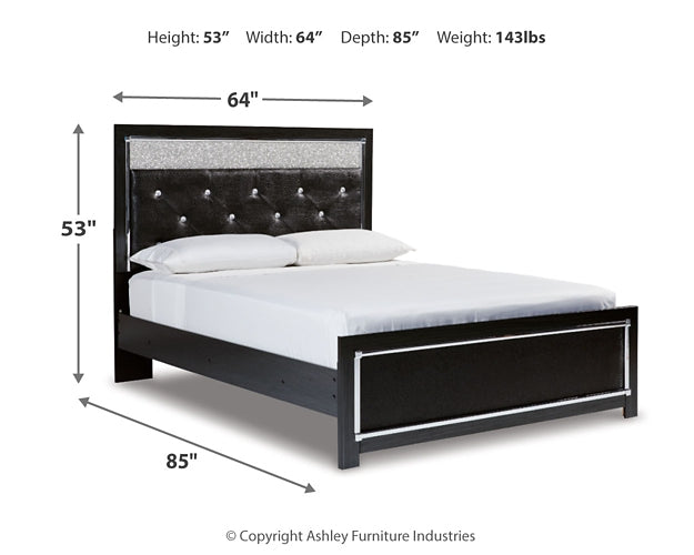 Cama tamaño queen con paneles tapizados y tocador Kaydell