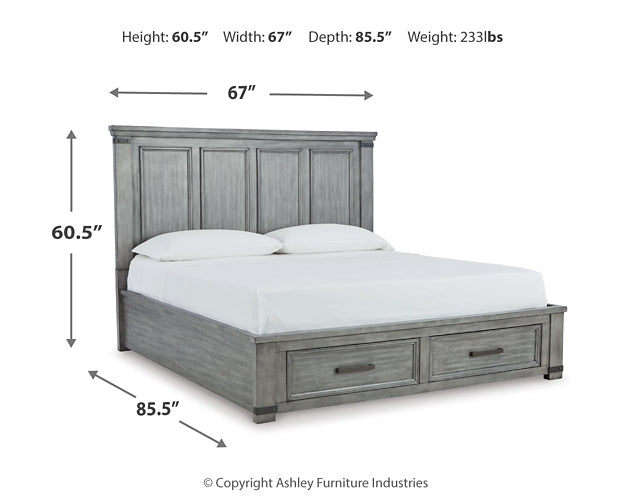 Russelyn Queen Storage Bed with Mirrored Dresser