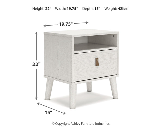 Cama doble con plataforma Aprilyn, tocador, arcón y mesita de noche