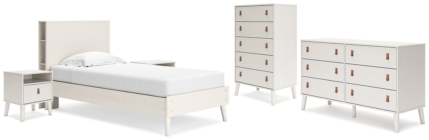 Aprilyn Twin Bookcase Bed with Dresser, Chest and 2 Nightstands