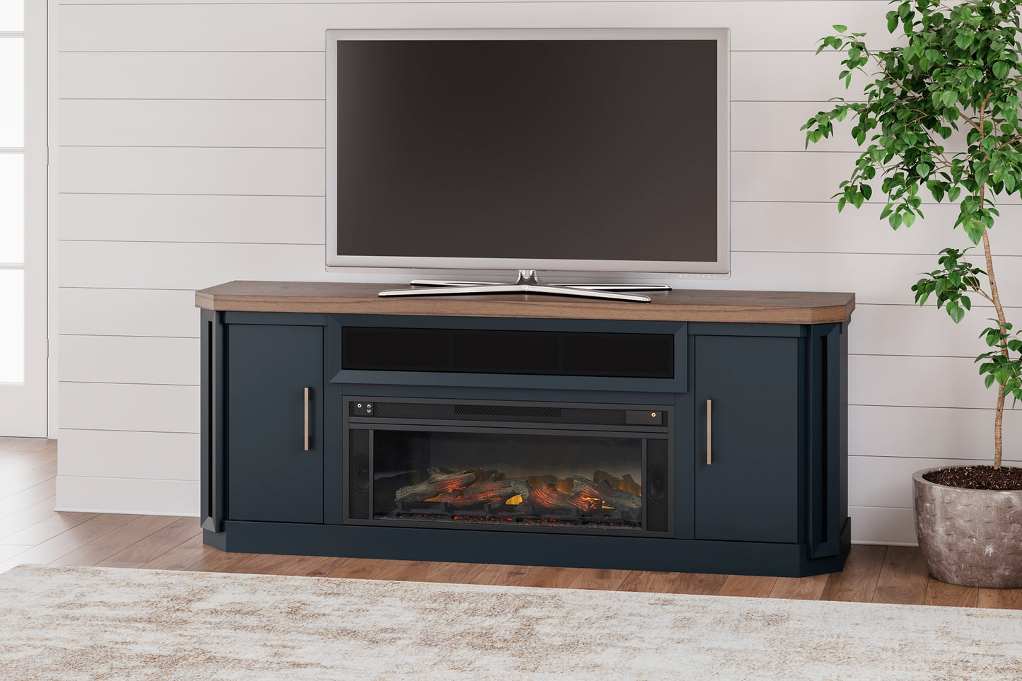 Mueble de TV Landocken de 83" con chimenea eléctrica