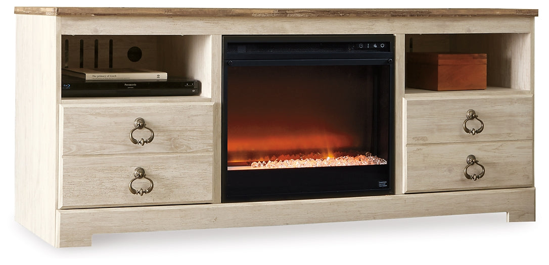 Mueble de TV Willowton de 64" con chimenea eléctrica