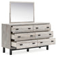 Vessalli King Panel Headboard with Mirrored Dresser and 2 Nightstands