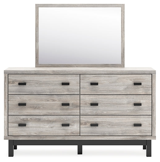 Vessalli King Panel Headboard with Mirrored Dresser, Chest and 2 Nightstands