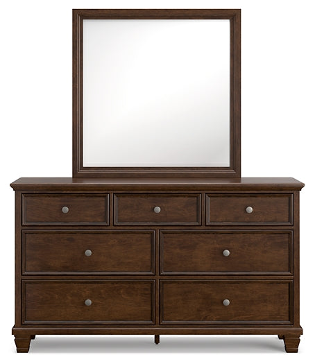 Danabrin Queen Panel Bed with Mirrored Dresser and Chest