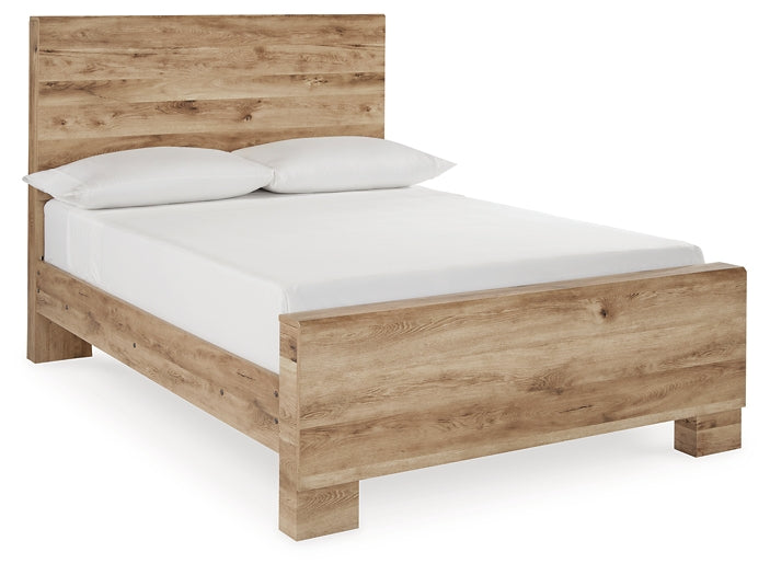 Cama Hyanna con paneles completos, tocador con espejo y mesita de noche