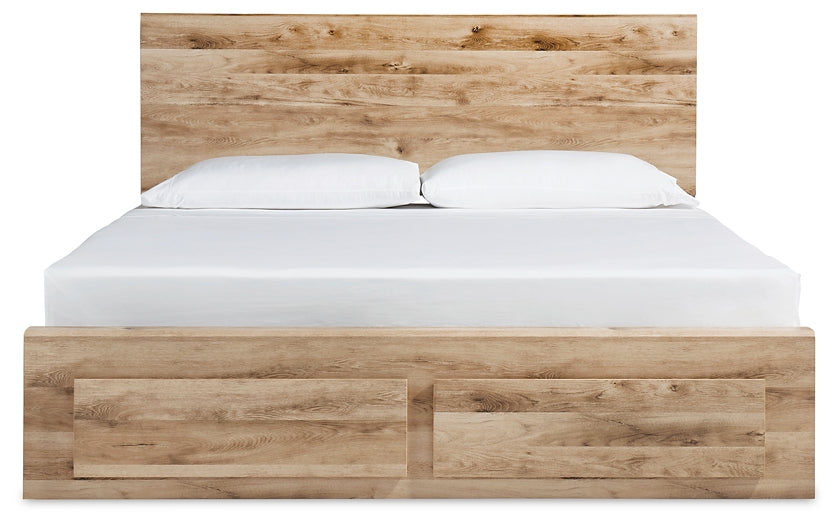 Cama Queen Hyanna con paneles de almacenamiento, tocador con espejo y mesita de noche