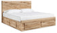 Cama Queen Hyanna con paneles de almacenamiento, tocador con espejo y mesita de noche