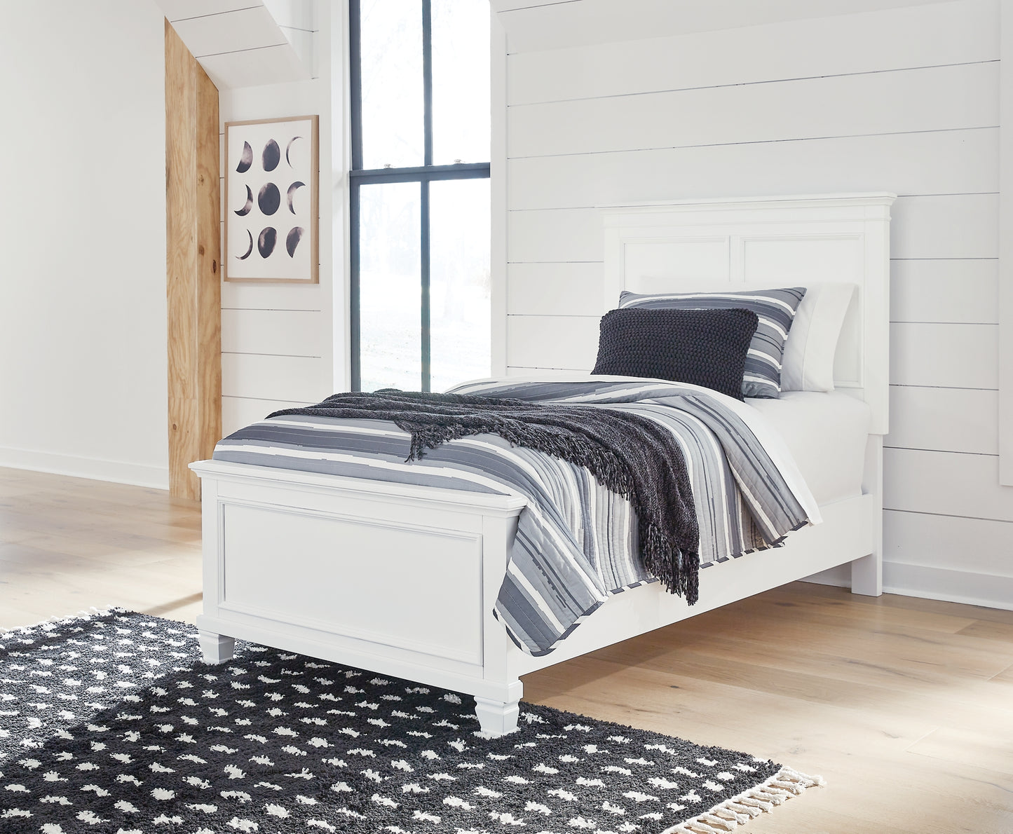 Fortman Twin Panel Bed with Mirrored Dresser, Chest and Nightstand