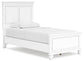 Cama Fortman Twin con paneles, tocador con espejo y mesita de noche