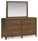 Cabalynn King Upholstered Bed with Mirrored Dresser and Nightstand