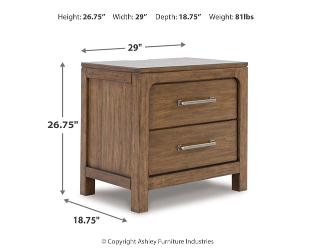 Cabalynn California King Panel Bed with Storage with Mirrored Dresser and 2 Nightstands