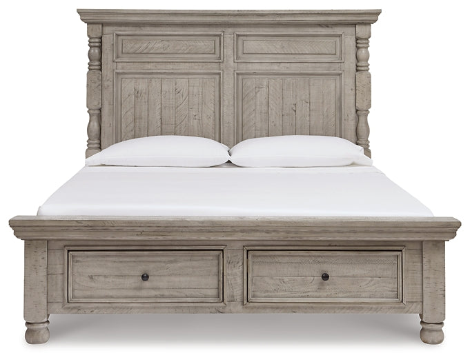 Harrastone Queen Panel Bed with Mirrored Dresser, Chest and 2 Nightstands