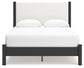 Cadmori Queen Upholstered Panel Bed with Mirrored Dresser