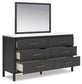 Cadmori Queen Upholstered Panel Bed with Mirrored Dresser and Nightstand