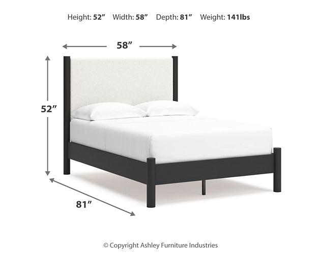 Cama Cadmori con paneles tapizados y tocador