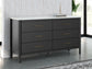 Cadmori King Upholstered Panel Bed with Dresser and 2 Nightstands