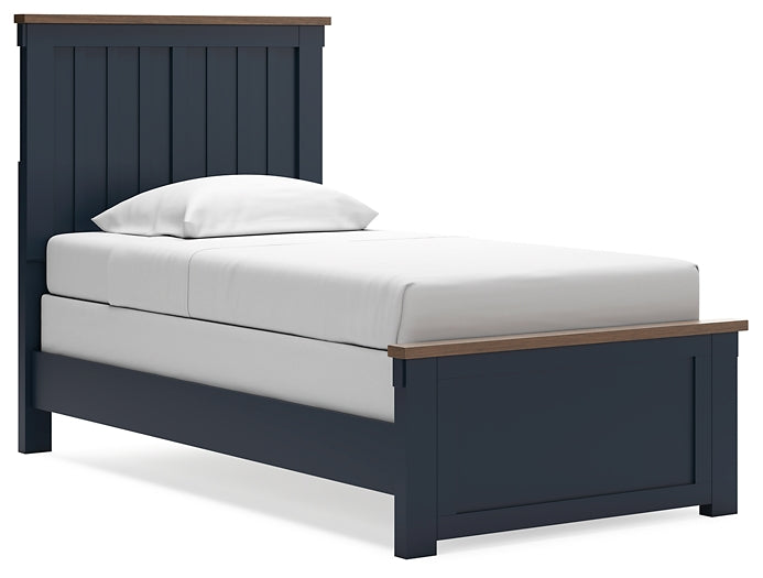 Cama Landocken Twin Panel con tocador con espejo y mesita de noche