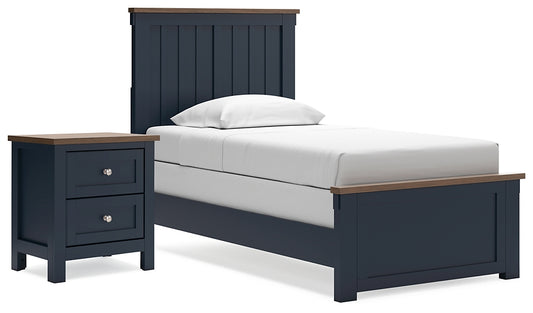 Cama Landocken Twin Panel con mesita de noche