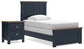 Cama Landocken Twin Panel con mesita de noche