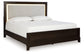 Cama California King con paneles tapizados y tocador con espejo Neymorton