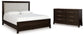 Cama California King con paneles tapizados y tocador Neymorton