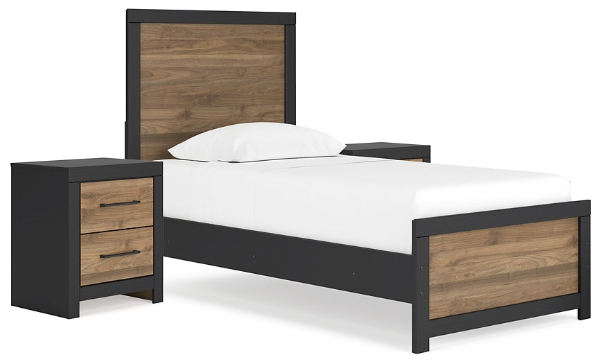 Cama Vertani Twin Panel con mesita de noche